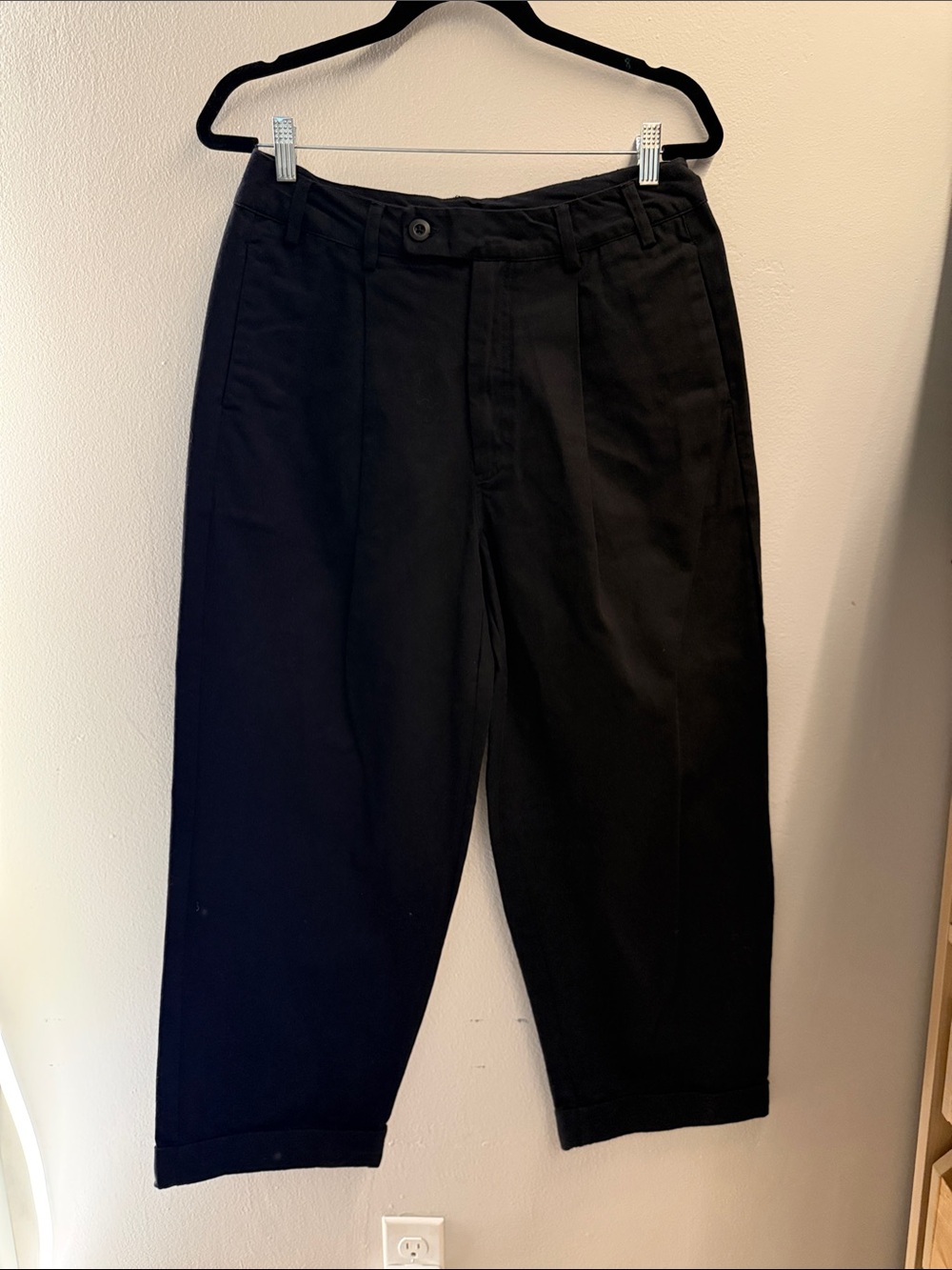 Free People Black High-Waist Pleated Trousers